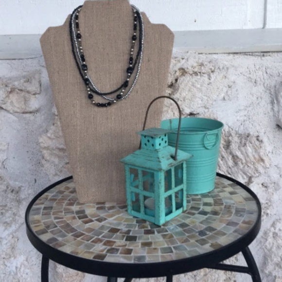 DONATED PD Silver/black bead 3 strand necklace - Picture 3 of 5